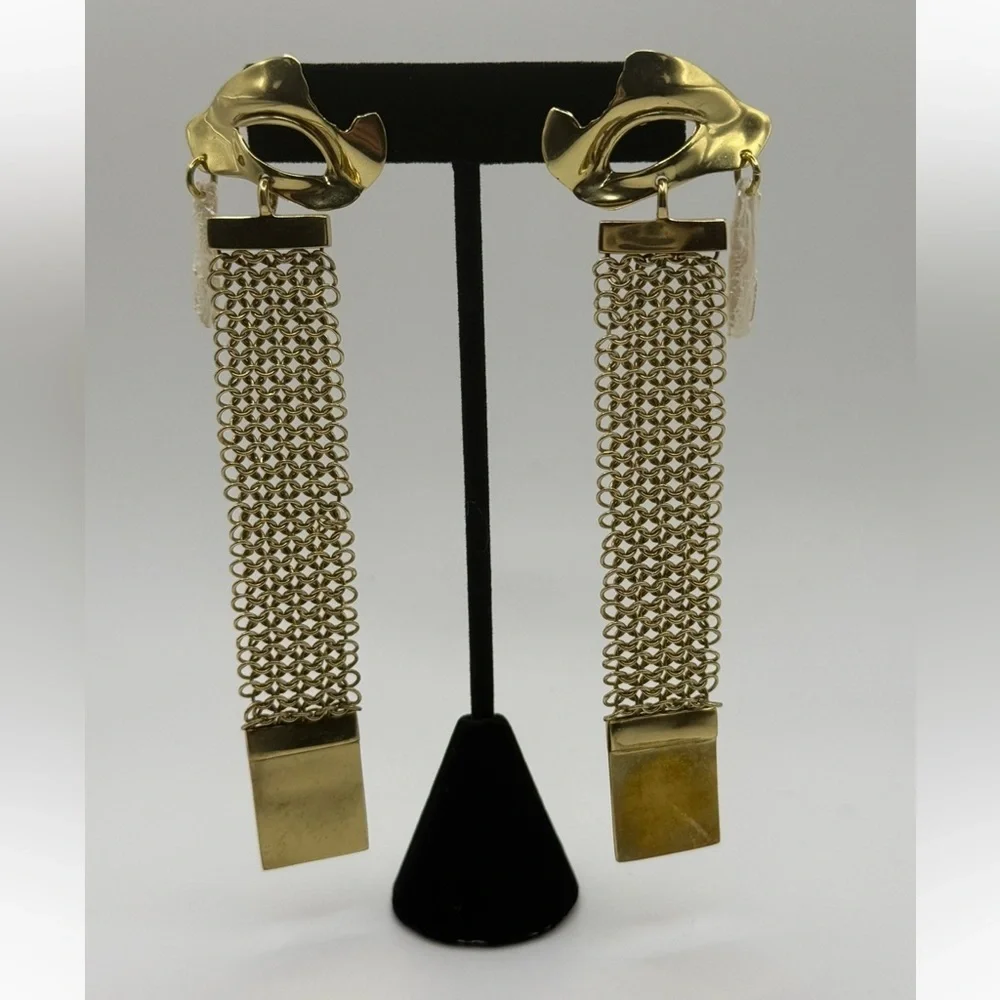 Ellery “Succession Broken Eye” Gold Statement Chain Tassel Earrings – Rare - Picture 2 of 13